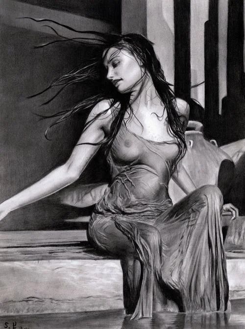 Ню #ЧерноБелое #мокрая #мокрая #мокрая # #ЧерноБелое, мокрая